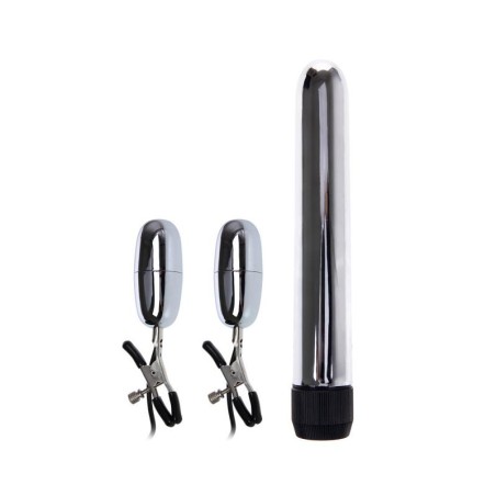 Baile Set Bala Vibrador y Pinzas para Pezones con Vibración Turbo