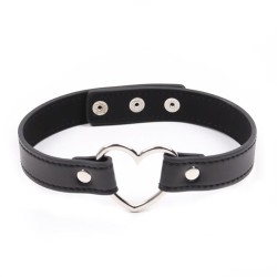 Collar con Aro en Forma de Corazón Ajustable 41,5 cm Negro