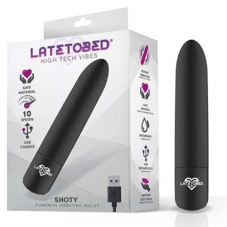 Shoty Bala Vibradora USB 10 Velocidades Potente Motor Negro