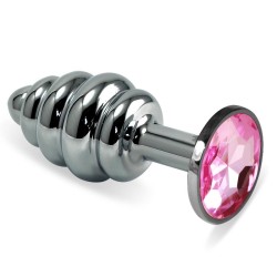 Plug Anal en Espiral Rosebud con Joya Rosa