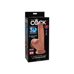 Dildo Triple Densidad Testículos Oscilantes 7 Caramelo