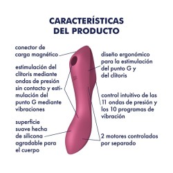 Curvy Trinity 3 Vibrador y Succionador Triple Estimulación USB Rojo