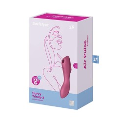 Curvy Trinity 3 Vibrador y Succionador Triple Estimulación USB Rojo