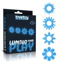 Lumino Play Set 4 Anillo para el Pene Luz Azul