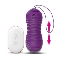 Orio Huevo Vibrador y Movimiento Telescópico Up and Down Control Remoto Púrpura