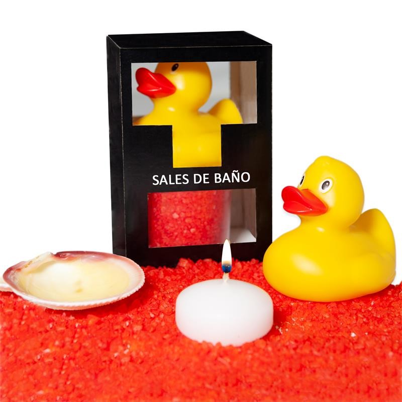 Set Sales Baño Aroma Frutos Rojos Pato, Vela y Concha 150 gr