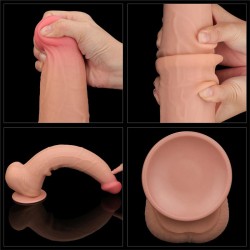 Dildo Dual Layer Piel Retractil 13.5