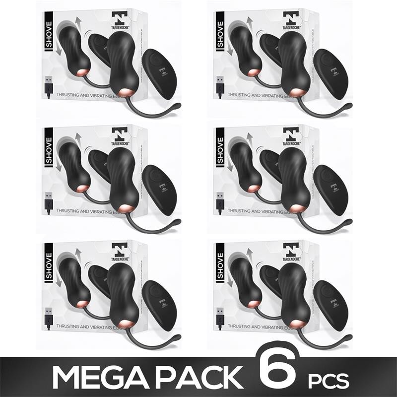 Pack de 6 Shove Huevo con Movimiento Thrusting y Vibrador Control Remoto