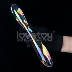 Dildo de Cristal que Brilla en la Oscuridad Twilight Gleam Double Delight