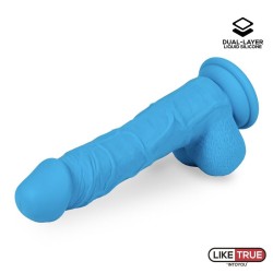 Dildo Realista Silicona Líquida Dual Layer 8 Azul