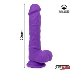 Dildo Realista Silicona Líquida Dual Layer 8 Púrpura