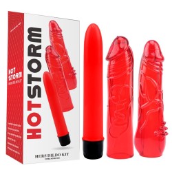 Kit Dildo y Vibrador Hers Dildo Kit Rojo