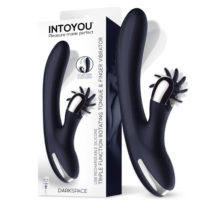 Darkspace Vibrador con Lenguas Rotadora y Movimiento Finger Azul