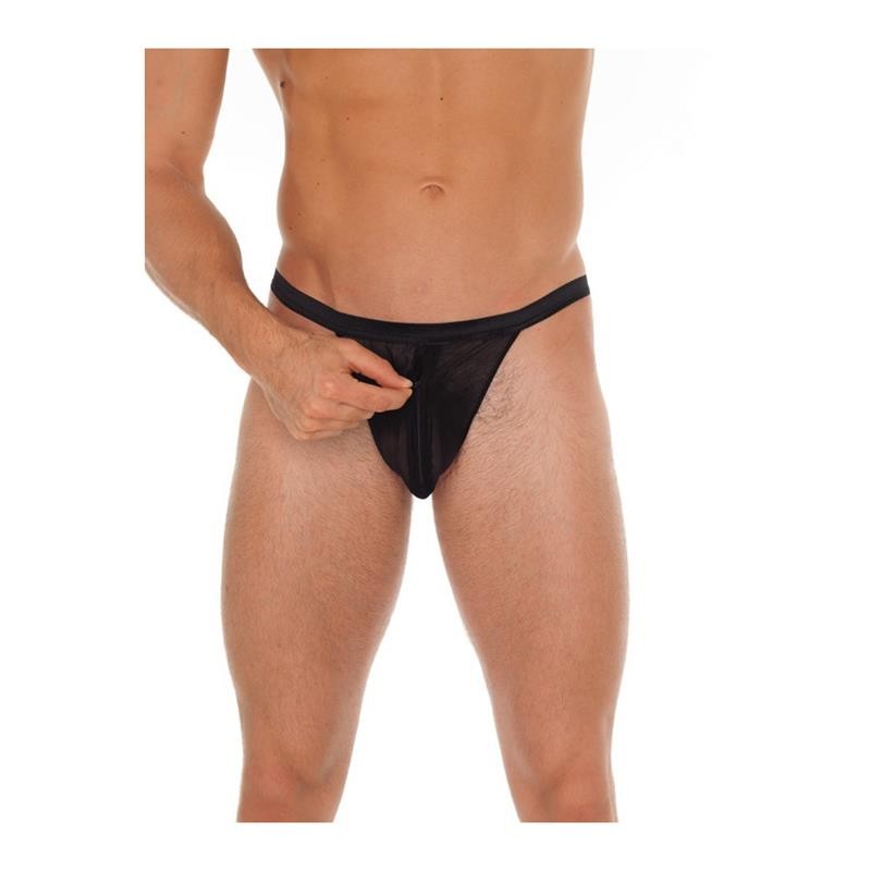 Tanga con Cremallera Negro Talla Única