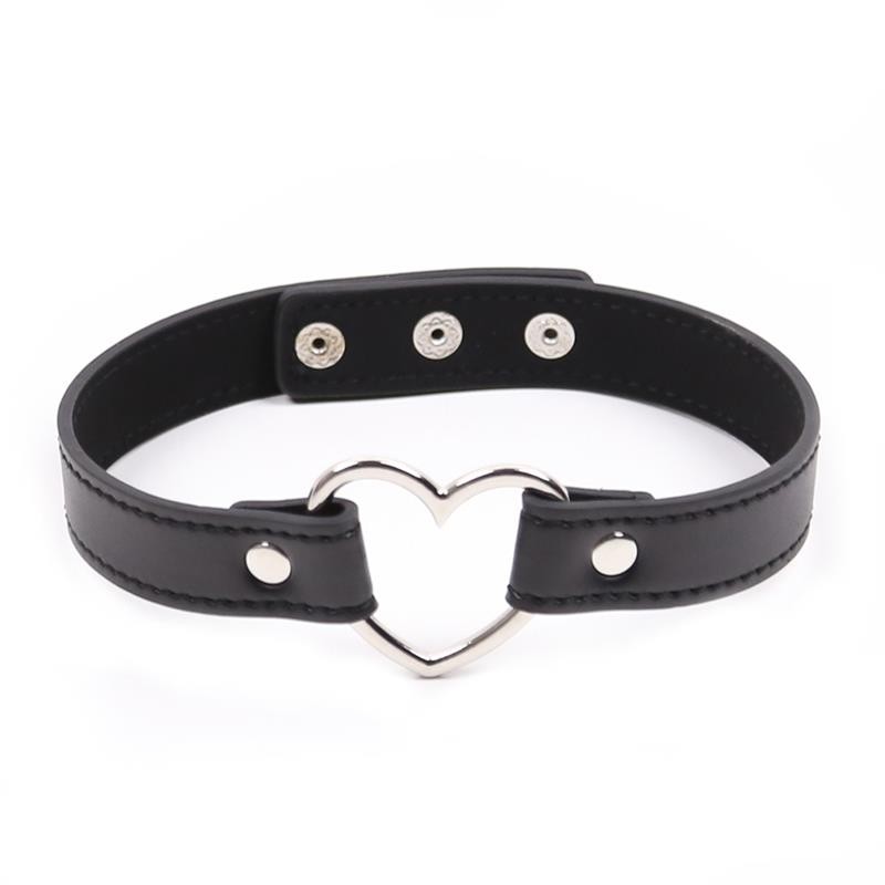 Collar con Aro en Forma de Corazón Ajustable 41,5 cm Negro