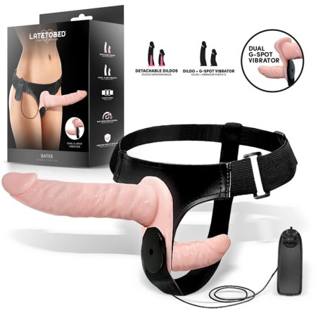 Batek Arnés con Dildo Doble Desmontable, Punto G y Vibración Control Remoto