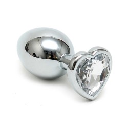 Plug Anal Acero Inox Cristal Corazón Transparente