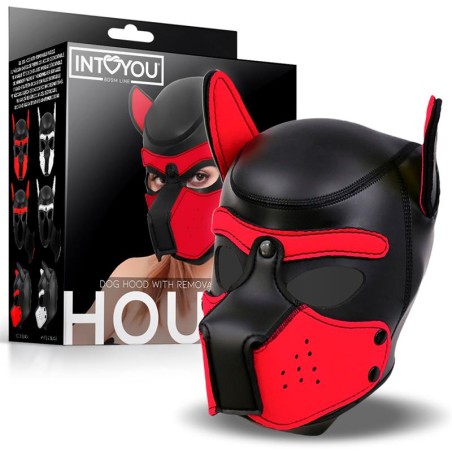 Hound Máscara de Perro Neopreno Hocico Extraíble Negro/Rojo Talla Única