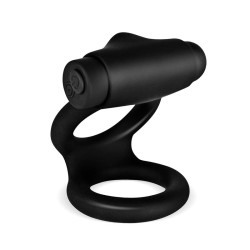 Denver Anillo Doble con Bala Vibradora USB Silicona Negro