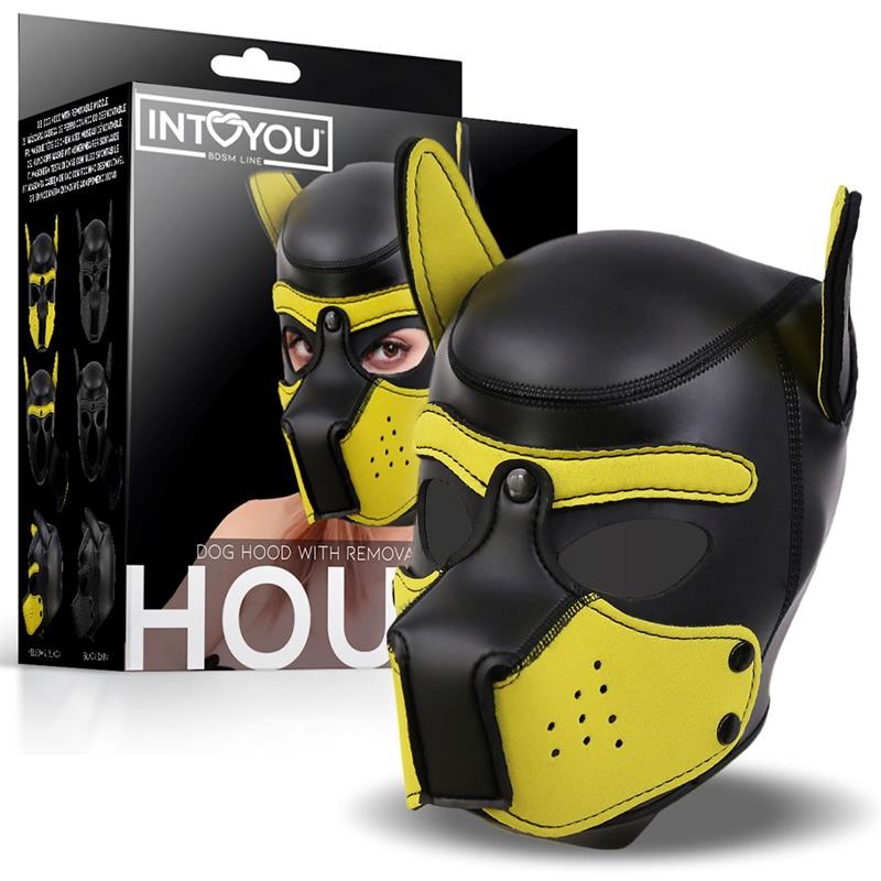 Hound Máscara de Perro Neopreno Hocico Extraíble Negro/Amarillo Talla Única