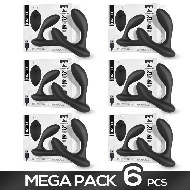 Pack de 6 Brett Masajeador Prostático Control Remoto USB Silicona