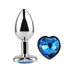 Plug Anal con Joya de Corazón Blue Sapphire Talla L