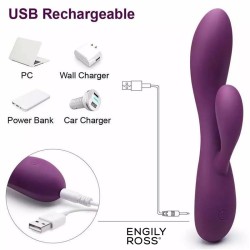 Bacall 3.0 Vibrador Silicona Liquida Inyectada Doble Motor USB Púrpura