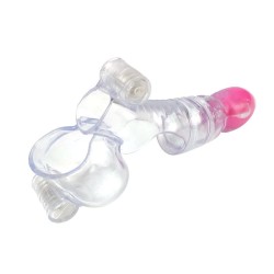 Funda para el Pene y Testículos 3 Balas Vibradoras Transparente