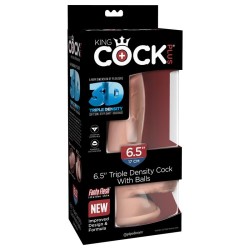 3D Dildo Triple Densidad con Testículos Plus 6.5 Natural