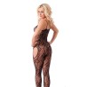 Rimba Amorable Catsuit Abierto con Motivos Florales Color Negro Talla Única