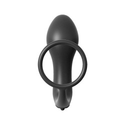 Plug Vibrador con Anillo Pene - Color Negro