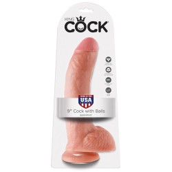 King Cock Pene con Testículos de 9 - Color Natural