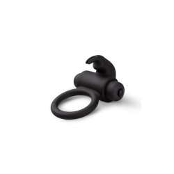 Anillo para Pene con Vibración Conejito Silicona - Negro