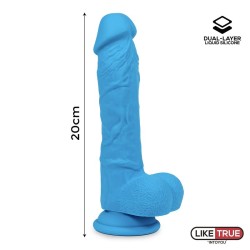 Dildo Realista Silicona Líquida Dual Layer 8 Azul