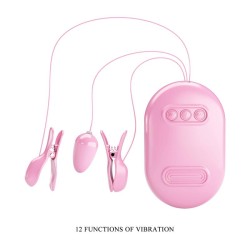 Surprise Box Huevo Vibrador y Pinzas para Pezones con Electro Estimulación Rosa