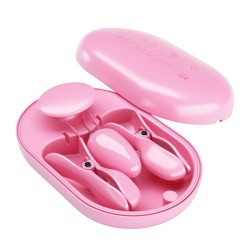 Surprise Box Huevo Vibrador y Pinzas para Pezones con Electro Estimulación Rosa