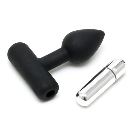 Rimba Latex Play Plug Anal con Bala Vibradora Color Negro