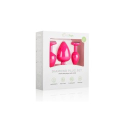 Set 3 Plug Anal con Cristal Silicona Rosa