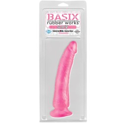 Basix Rubber Works  Slim 17,78 cm con Ventosa - Color Rosa